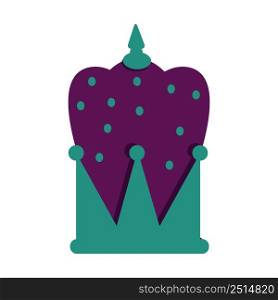 Royal king hat semi flat color vector object. Full sized item on white. Historical outfit. Fantasy kingdom. Royal clothing. Simple cartoon style illustration for web graphic design and animation. Royal king hat semi flat color vector object
