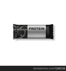 Rrotein bar realistic mock up package for lifestyle design. Fitness food vector bodybuilding isolated illustration.Top view.