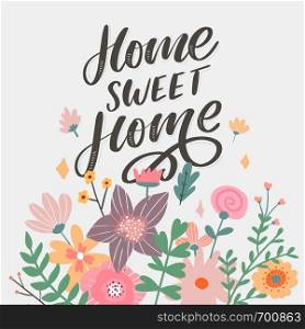 'home sweet home' hand lettering, quarantine pandemic letter text words calligraphy vector slogan. 'home sweet home' hand lettering, quarantine pandemic letter text words calligraphy vector illustration slogan