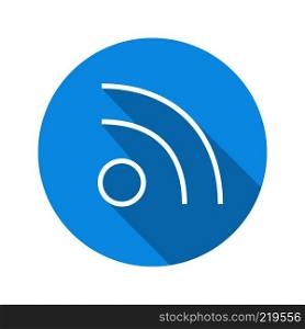 Rss feed sign. Flat linear long shadow icon. Vector line symbol. Rss feed sign