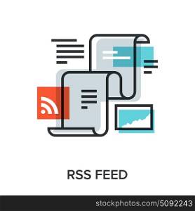 RSS feed. Vector illustration of RSS feed flat line design concept.