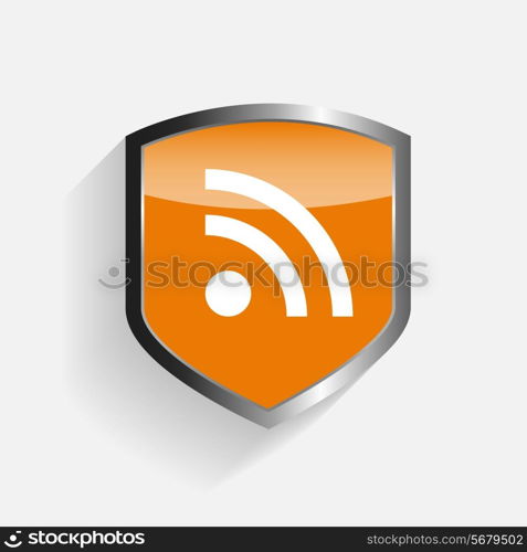 RSS Shield Illustration on Gray Background. Vector Illustration. EPS10