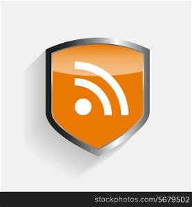 RSS Shield Illustration on Gray Background. Vector Illustration. EPS10