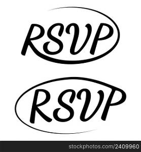RSVP icon wedding vector invitation card template. Isolated RSVP elegant modern calligraphy with swirls