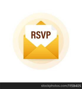 RSVP mail icon. Please respond to mail linear sign. Vector stock illustration. RSVP mail icon. Please respond to mail linear sign. Vector stock illustration.