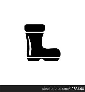 Rubber Boot, Gumboots. Flat Vector Icon illustration. Simple black symbol on white background. Rubber Boot, Gumboots sign design template for web and mobile UI element. Rubber Boot, Gumboots Flat Vector Icon