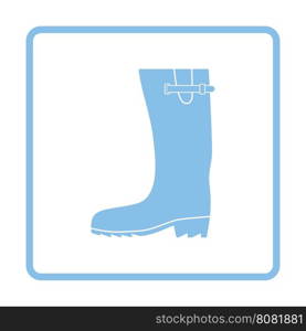 Rubber boot icon. Blue frame design. Vector illustration.