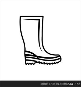 Rubber Boot Icon, Wellington Boot, Boot Icon, Long Boot Icon Vector Art Illustration