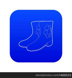 Rubber boots icon blue vector isolated on white background. Rubber boots icon blue vector