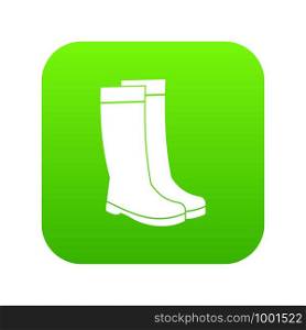 Rubber boots icon digital green for any design isolated on white vector illustration. Rubber boots icon digital green