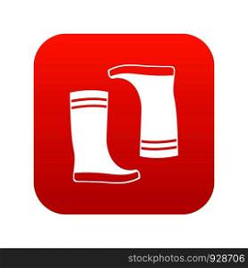 Rubber boots icon digital red for any design isolated on white vector illustration. Rubber boots icon digital red