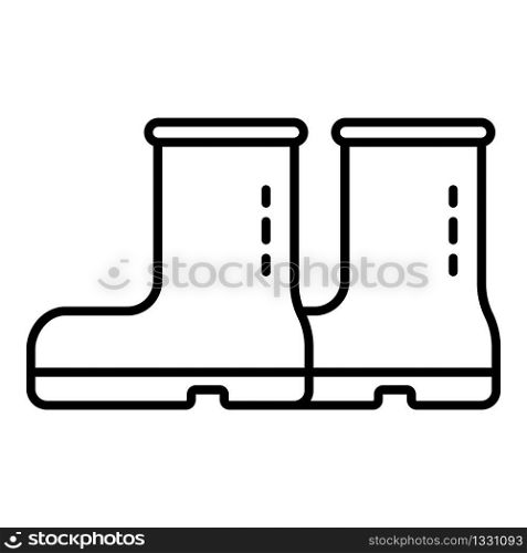 Rubber boots icon. Outline rubber boots vector icon for web design isolated on white background. Rubber boots icon, outline style