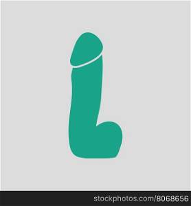 Rubber dildo icon. Gray background with green. Vector illustration.