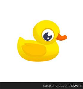 Rubber Duck Toy. Minimalistic Flat Color Icon. Pictogram Symbol. Cartoon ducky vector illustration