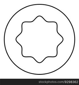 Rubber gasket puck under rounded octagon in circle contour outline line icon black color vector illustration image thin flat style simple. Rubber gasket puck under rounded octagon in circle contour outline line icon black color vector illustration image thin flat style