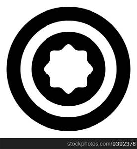 Rubber gasket puck under rounded octagon in circle icon in circle round black color vector illustration image solid outline style simple. Rubber gasket puck under rounded octagon in circle icon in circle round black color vector illustration image solid outline style