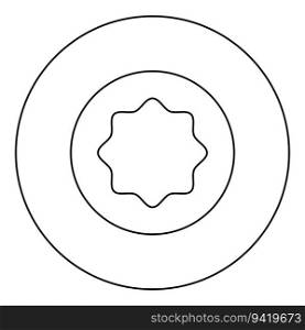 Rubber gasket puck under rounded octagon in circle icon in circle round black color vector illustration image outline contour line thin style simple. Rubber gasket puck under rounded octagon in circle icon in circle round black color vector illustration image outline contour line thin style