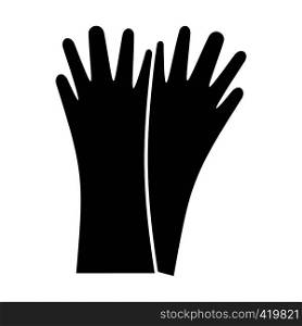 Rubber gloves black simple icon isolated on white background. Rubber gloves black simple icon