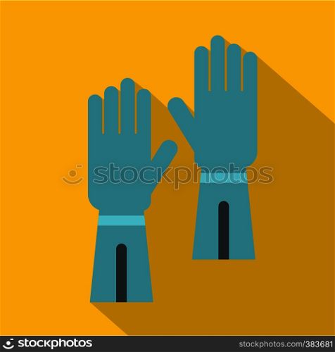 Rubber gloves for hand protection icon. Flat illustration of gloves for hand protection vector icon for web design. Rubber gloves for hand protection icon, flat style