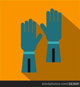 Rubber gloves for hand protection icon. Flat illustration of gloves for hand protection vector icon for web design. Rubber gloves for hand protection icon, flat style