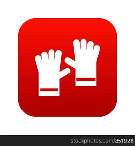 Rubber gloves icon digital red for any design isolated on white vector illustration. Rubber gloves icon digital red