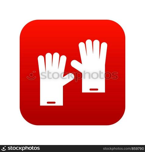 Rubber gloves icon digital red for any design isolated on white vector illustration. Rubber gloves icon digital red