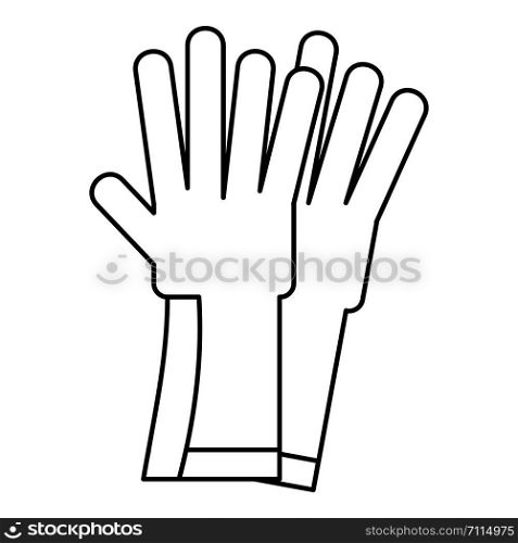 Rubber gloves icon. Outline illustration of rubber gloves vector icon for web design isolated on white background. Rubber gloves icon, outline style