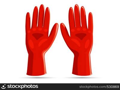 Rubber gloves icon. Realistic illustration of rubber gloves vector icon for web design isolated on white background. Rubber gloves icon, realistic style