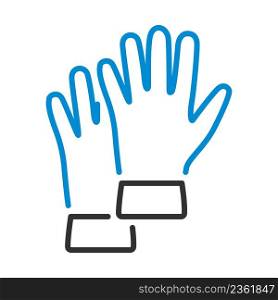 Rubber Protective Gloves Icon. Editable Bold Outline With Color Fill Design. Vector Illustration.