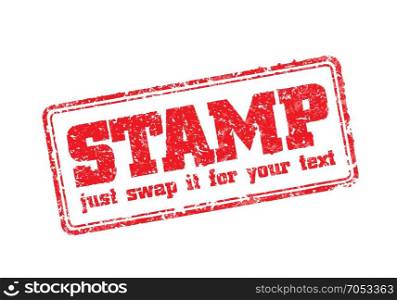Rubber stamp template. Easy edited template of rubber stamp. Just swap STAMP for your text. Vector illustration.
