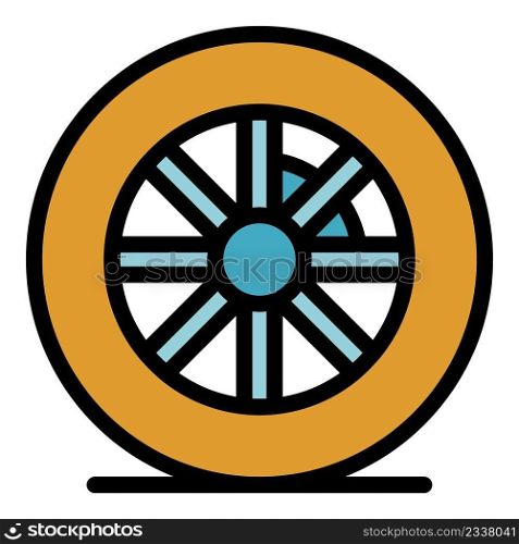 Rubber tire icon. Outline rubber tire vector icon color flat isolated. Rubber tire icon color outline vector