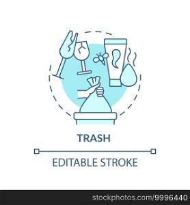 Rubbish concept icon. Throwing things up idea thin line illustration. Sorting and tossing items in house. Cleaning-out and mess. Vector isolated outline RGB color drawing. Editable stroke. Rubbish concept icon