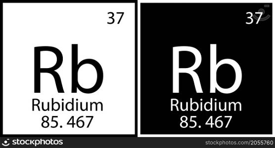 Rubidium chemical element. Modern design. Education background. Mendeleev table. Vector illustration. Stock image. EPS 10.. Rubidium chemical element. Modern design. Education background. Mendeleev table. Vector illustration. Stock image.