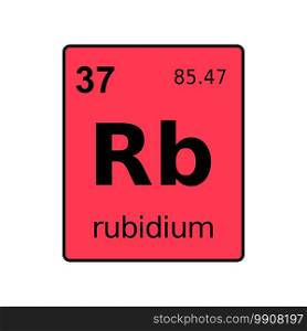 Rubidium chemical element of periodic table. Sign with atomic number.