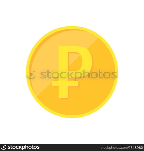 Ruble coin icon. Ruble currency isolated on white background. Vector illustration