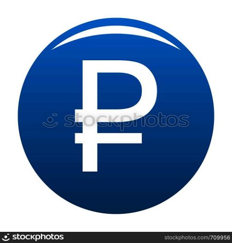 Ruble symbol icon vector blue circle isolated on white background . Ruble symbol icon blue vector