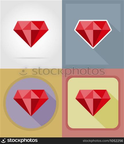 ruby casino objects and equipment flat icons vector illustration isolated on background