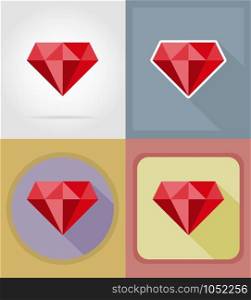 ruby casino objects and equipment flat icons vector illustration isolated on background