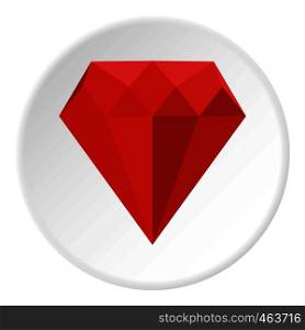 Ruby icon in flat circle isolated vector illustration for web. Ruby icon circle
