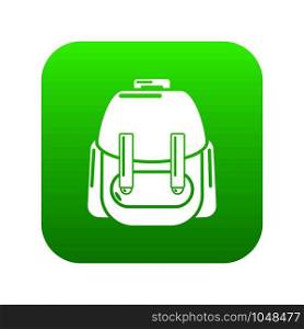 Rucksack icon green vector isolated on white background. Rucksack icon green vector