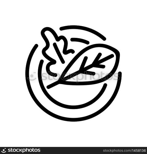 rucola leaves on plate icon vector outline illustration