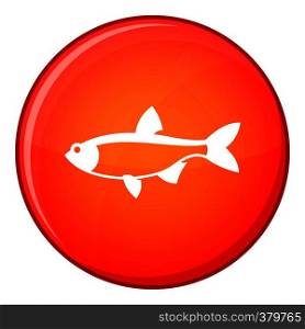Rudd fish icon in red circle isolated on white background vector illustration. Rudd fish icon, flat style