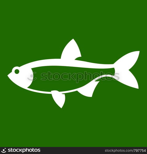 Rudd fish icon white isolated on green background. Vector illustration. Rudd fish icon green