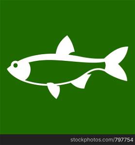 Rudd fish icon white isolated on green background. Vector illustration. Rudd fish icon green