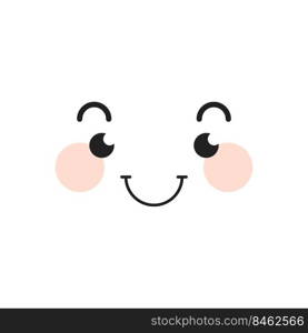 Ruddy kawaii face, cute kawaii avatar, mascot icon. Flat vector illustration isolated on white background.. Ruddy kawaii face, cute kawaii avatar. Flat vector illustration isolated on white