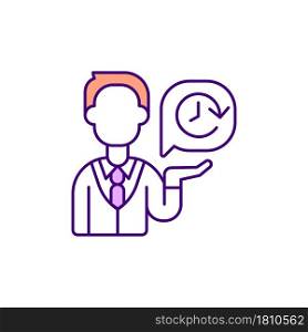 Rude service puts customers off RGB color icon. Clients assistance quality impacts sales. Awful and unhelpful clients service. Isolated vector illustration. Simple filled line drawing. Rude service puts customers off RGB color icon