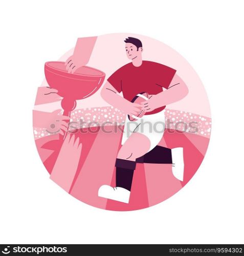 Rugby abstract concept vector illustration. American football, professional player, playground arena, training equipment, match ball, world cup league, grass field, stadium abstract metaphor.. Rugby abstract concept vector illustration.