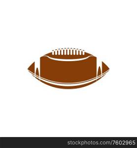 Rugby ball flying in air isolated sport game symbol. Vector american football logo. Flying rugby ball, american football symbol