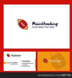 Rugby ball Logo design with Tagline & Front and Back Busienss Card Template. Vector Creative Design