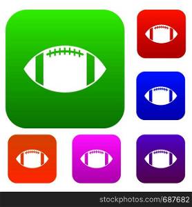 Rugby ball set icon in different colors isolated vector illustration. Premium collection. Rugby ball set collection